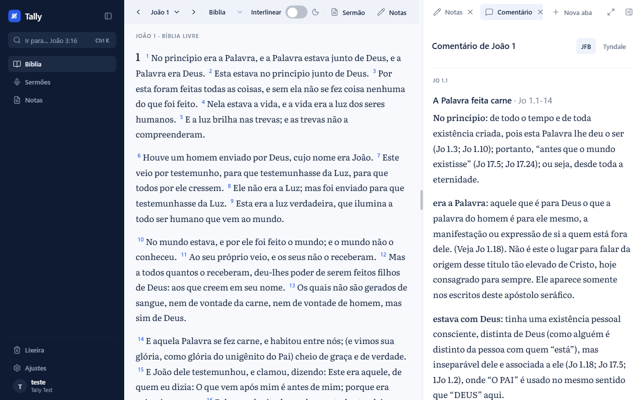 Mercy screen: the Gospel of John with each word linked to the Greek and the commentary beside it